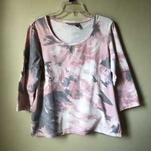 Chico's Pink and Gray Short Sleeve Tee